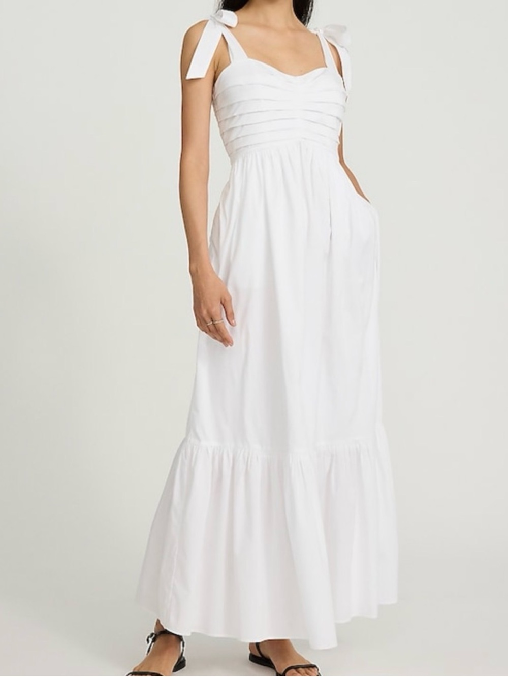 Express White Tie-Shoulder Maxi Dress with Tiered Skirt
